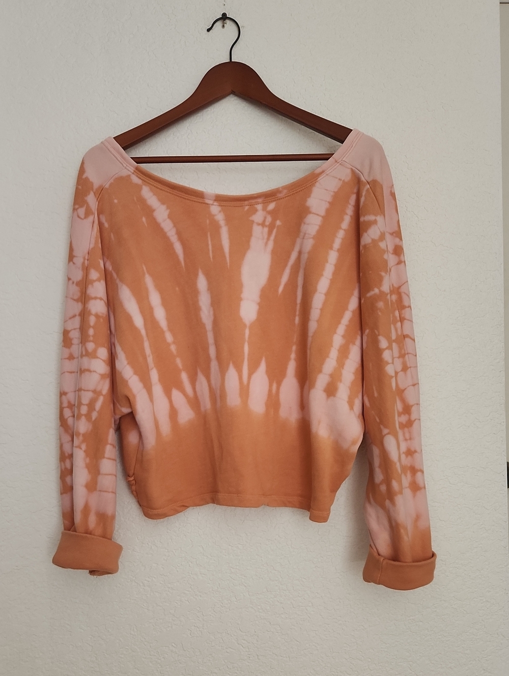 anthropologie Cotton Tie-Dye Long Sleeve Scoop Neck Top